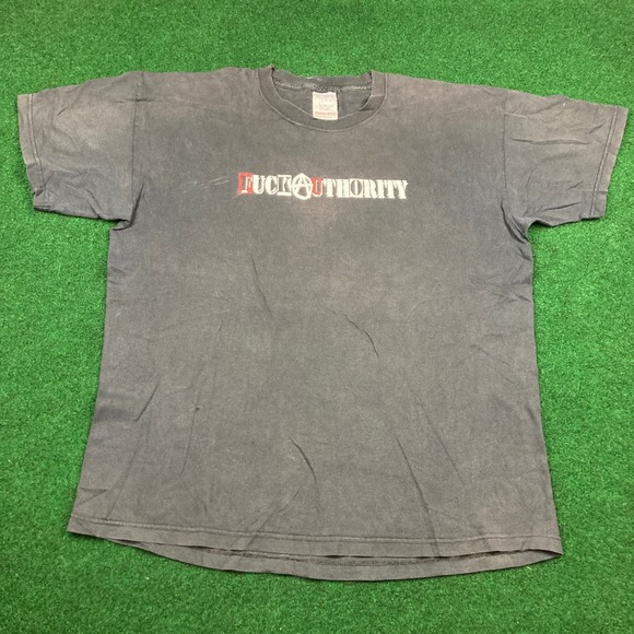 Vintage Screen Stars Shirt Mens XL Black 2001 Pennywise Punk Band F*ck Authority - Picture 2 of 16
